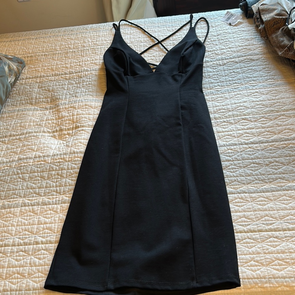 Stretch backless dress with zipper opening